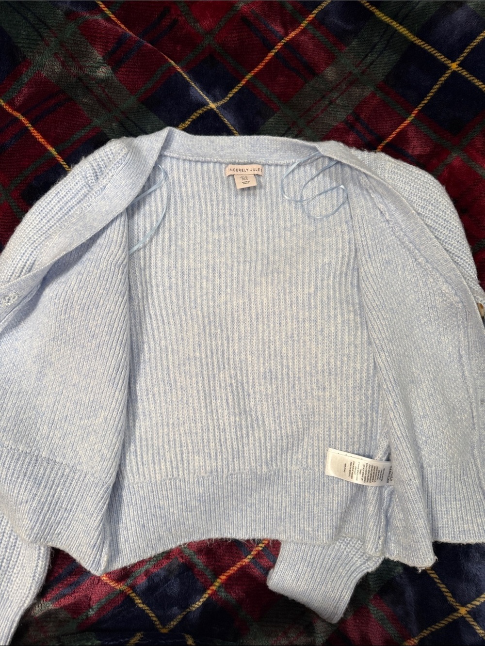 Powder Blue V-Neck Button Cardigan - Picture 4 of 4